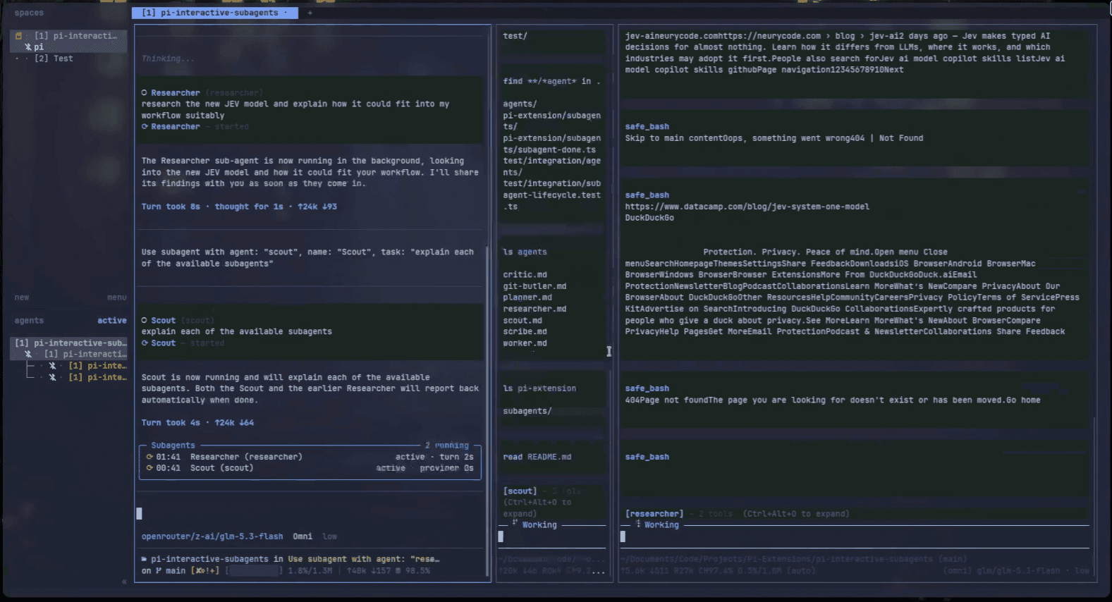 Pi Interactive Subagents for Herdr